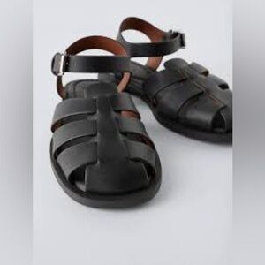 Zara Fisherman Sandals- Black Leather- EU 34